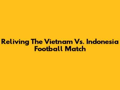  Reliving The Vietnam Vs. Indonesia Football Match