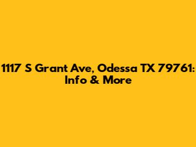 1117 S Grant Ave, Odessa TX 79761: Info & More