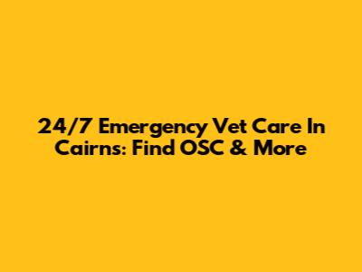 24/7 Emergency Vet Care In Cairns: Find OSC & More