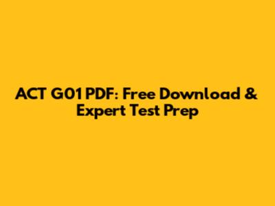ACT G01 PDF: Free Download & Expert Test Prep