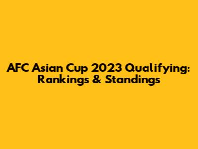 AFC Asian Cup 2023 Qualifying: Rankings & Standings