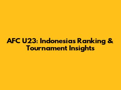 AFC U23: Indonesia's Ranking & Tournament Insights