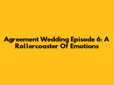 Agreement Wedding Episode 6: A Rollercoaster Of Emotions