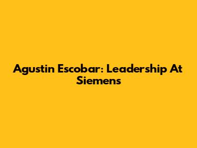 Agustin Escobar: Leadership At Siemens