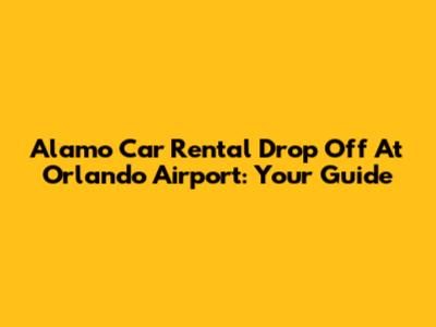 Alamo Car Rental Drop Off At Orlando Airport: Your Guide