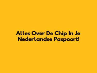 Alles Over De Chip In Je Nederlandse Paspoort!