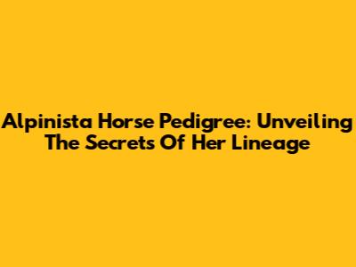 Alpinista Horse Pedigree: Unveiling The Secrets Of Her Lineage