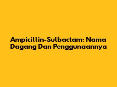 Ampicillin-Sulbactam: Nama Dagang Dan Penggunaannya