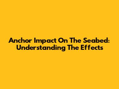Anchor Impact On The Seabed: Understanding The Effects