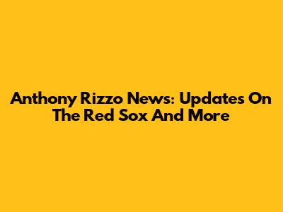 Anthony Rizzo News: Updates On The Red Sox And More