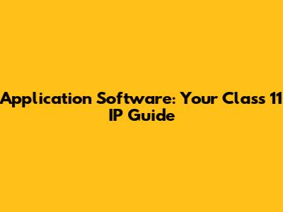 Application Software: Your Class 11 IP Guide