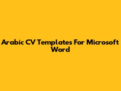 Arabic CV Templates For Microsoft Word