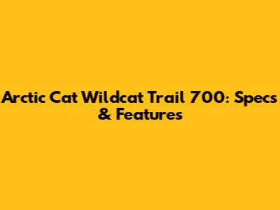 Arctic Cat Wildcat Trail 700: Specs & Features