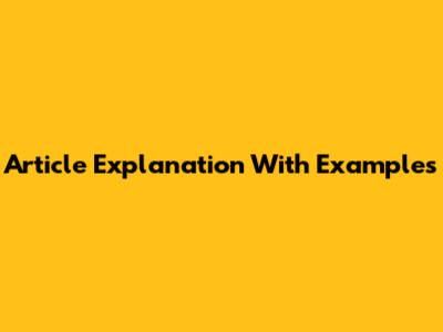 Article Explanation With Examples