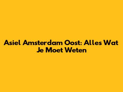 Asiel Amsterdam Oost: Alles Wat Je Moet Weten