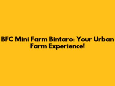 BFC Mini Farm Bintaro: Your Urban Farm Experience!