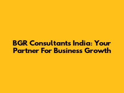 BGR Consultants India: Your Partner For Business Growth