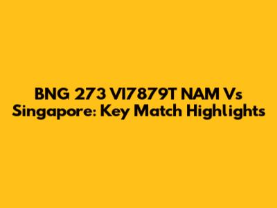 BNG 273 VI7879T NAM Vs Singapore: Key Match Highlights
