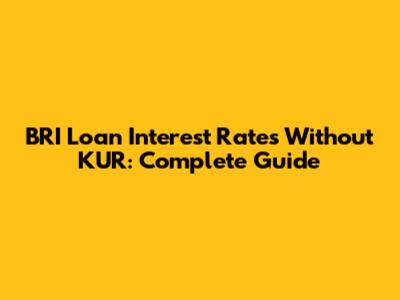 BRI Loan Interest Rates Without KUR: Complete Guide