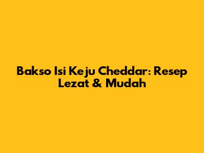 Bakso Isi Keju Cheddar: Resep Lezat & Mudah