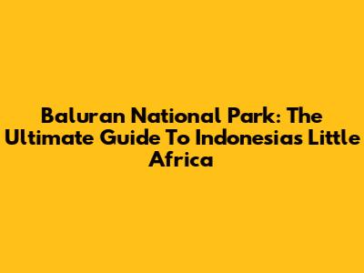 Baluran National Park: The Ultimate Guide To Indonesia's Little Africa