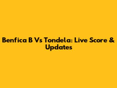 Benfica B Vs Tondela: Live Score & Updates