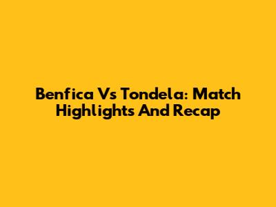 Benfica Vs Tondela: Match Highlights And Recap