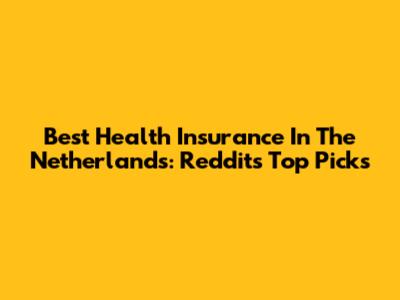 Best Health Insurance In The Netherlands: Reddit's Top Picks