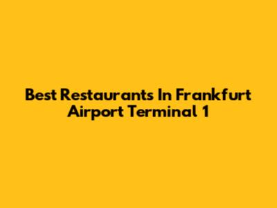 Best Restaurants In Frankfurt Airport Terminal 1
