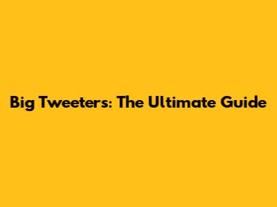 Big Tweeters: The Ultimate Guide