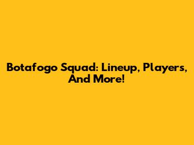 Botafogo Squad: Lineup, Players, And More!