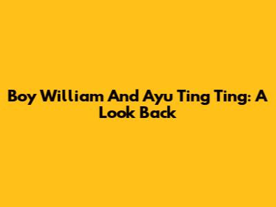 Boy William And Ayu Ting Ting: A Look Back