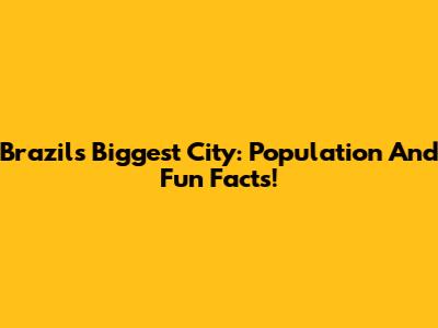 Brazil's Biggest City: Population And Fun Facts!