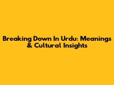 Breaking Down In Urdu: Meanings & Cultural Insights