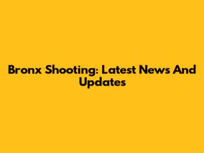 Bronx Shooting: Latest News And Updates