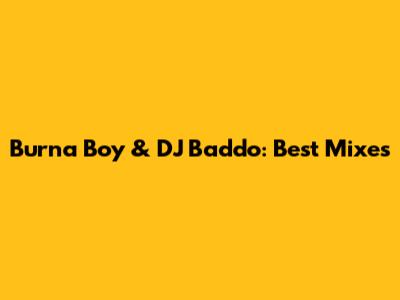 Burna Boy & DJ Baddo: Best Mixes