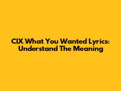 CIX "What You Wanted" Lyrics: Understand The Meaning