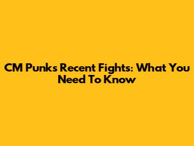 CM Punk's Recent Fights: What You Need To Know