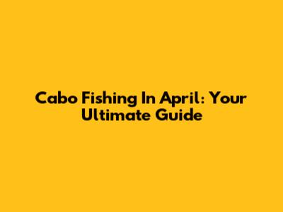 Cabo Fishing In April: Your Ultimate Guide