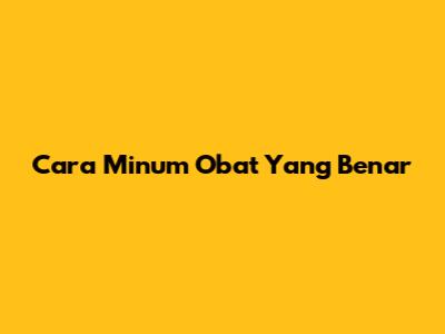Cara Minum Obat Yang Benar