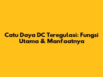 Catu Daya DC Teregulasi: Fungsi Utama & Manfaatnya