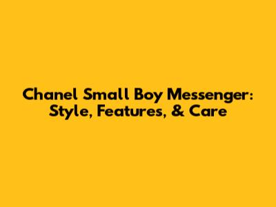 Chanel Small Boy Messenger: Style, Features, & Care