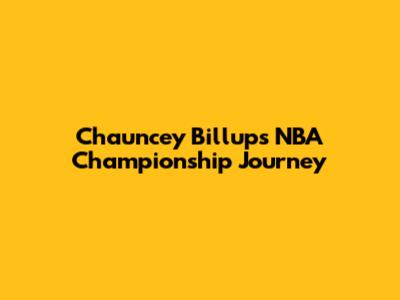 Chauncey Billups' NBA Championship Journey