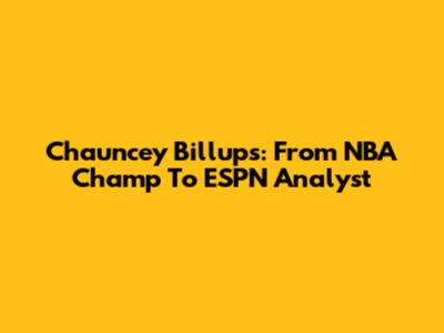 Chauncey Billups: From NBA Champ To ESPN Analyst