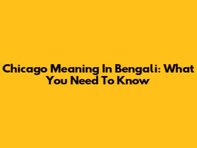 Chicago Meaning In Bengali: What You Need To Know
