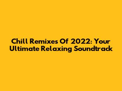 Chill Remixes Of 2022: Your Ultimate Relaxing Soundtrack