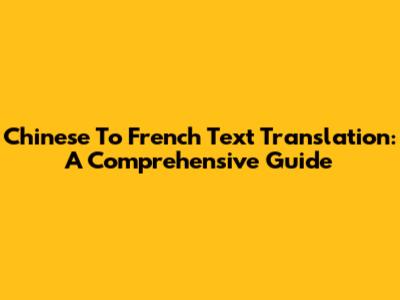 Chinese To French Text Translation: A Comprehensive Guide