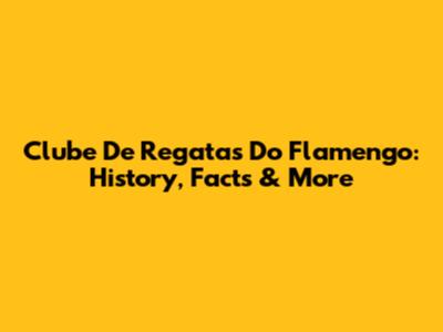 Clube De Regatas Do Flamengo: History, Facts & More