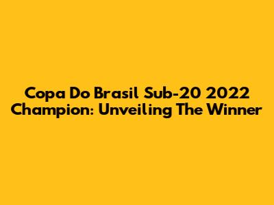Copa Do Brasil Sub-20 2022 Champion: Unveiling The Winner