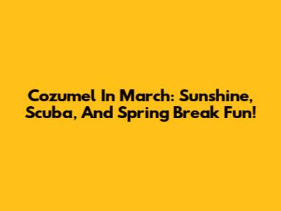 Cozumel In March: Sunshine, Scuba, And Spring Break Fun!